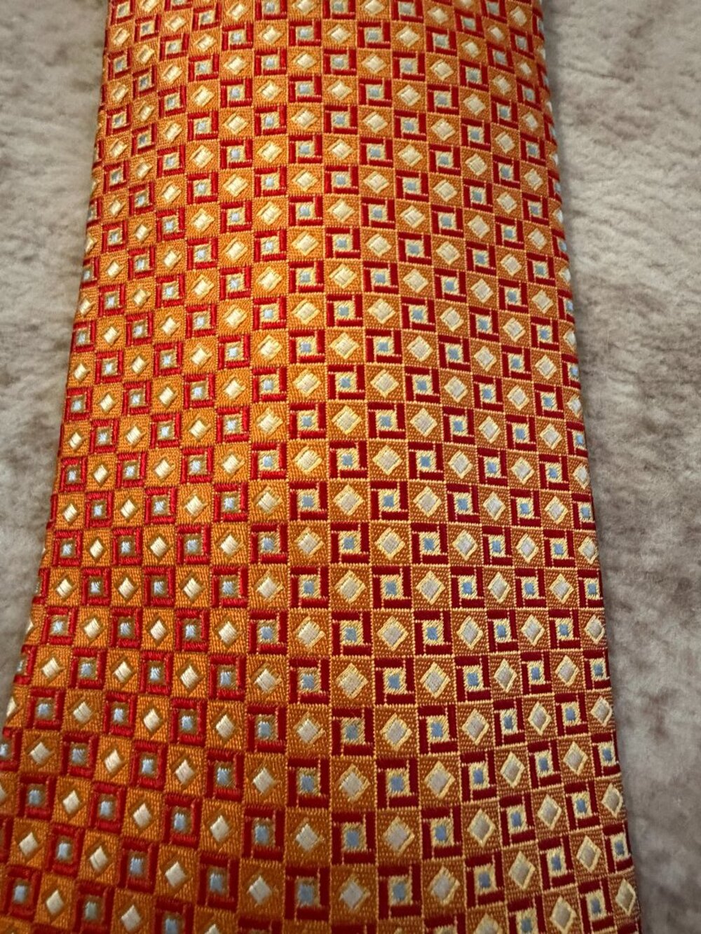 Robert Talbott Best of Class Silk Tie Orange Geometric Neat Pattern